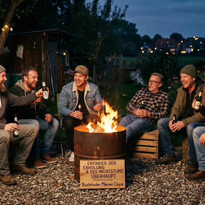 feuertonne mit männern aus buxtehude