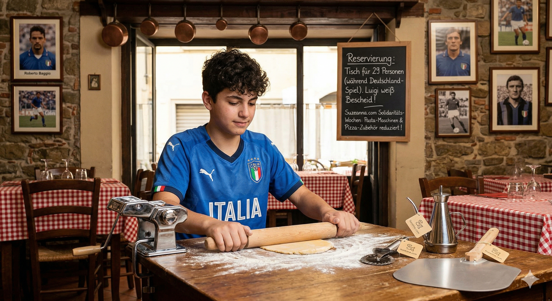 italien fussball fan rollt teig und ist frustriert wegen wm ausscheiden