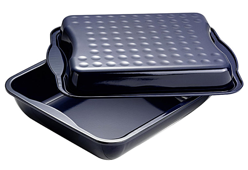 Dr. Oetker Bräter Maxi Back-Idee 42x34x13cm emailliert schwarz mit Deckel