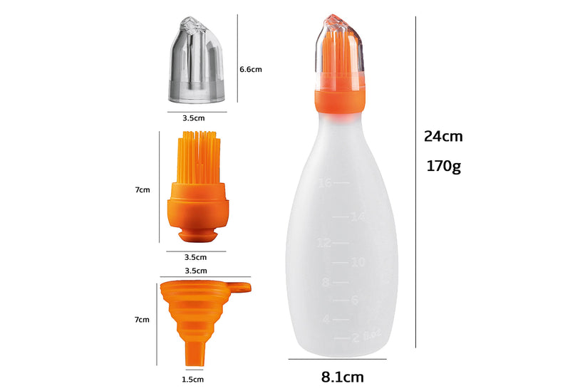 GOURMET EASY Silikon-Marinierflasche mit Bürste Orange