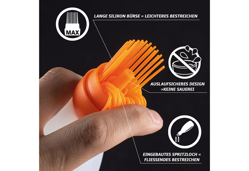 GOURMET EASY Silikon-Marinierflasche mit Bürste Orange