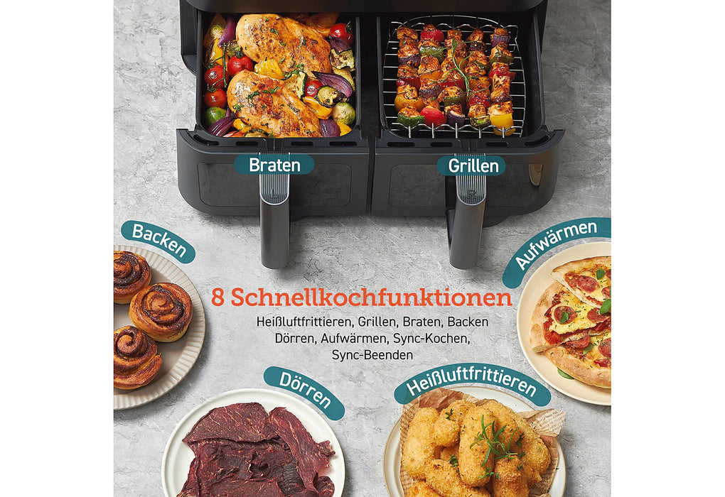 COSORI Heißluftfritteuse Dual Basket CAF-R901-AEU 8,5l schwarz