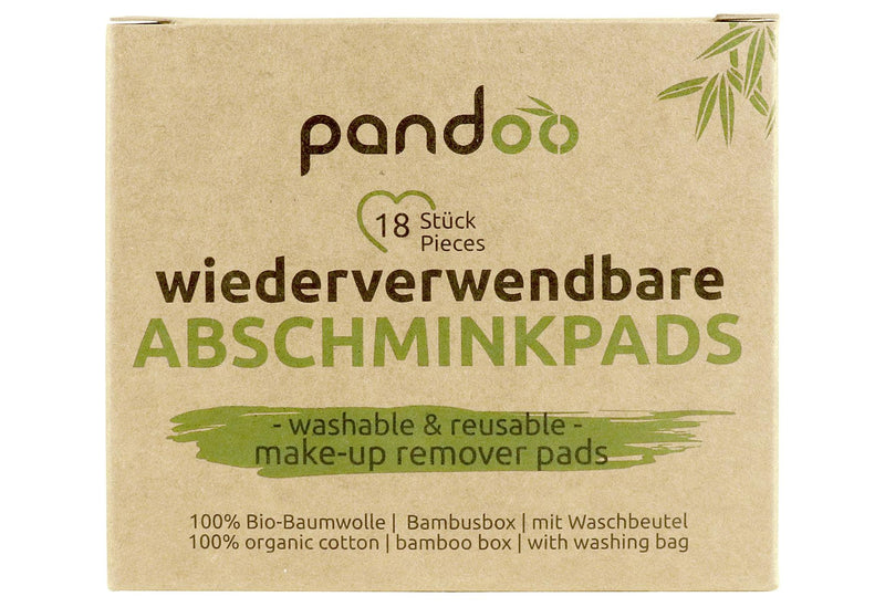 PANDOO Abschminkpad Bio-Baumwolle in Aufbewahrungsbox Ø8cm 18er Set