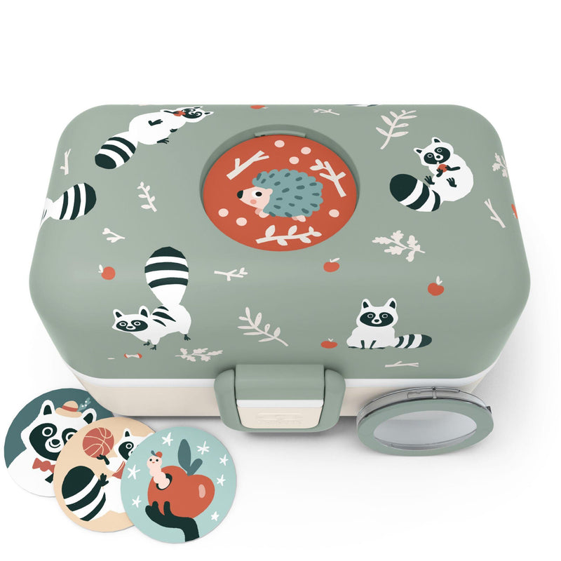 MONBENTO Brotdose Tresor Raccoon 500ml + 2x150ml  grün