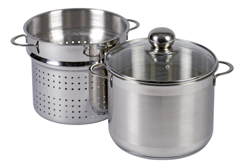 KARL KRÜGER Spaghettitopf mit Glasdeckel 6,5 l Ø24cm Edelstahl 3teilig