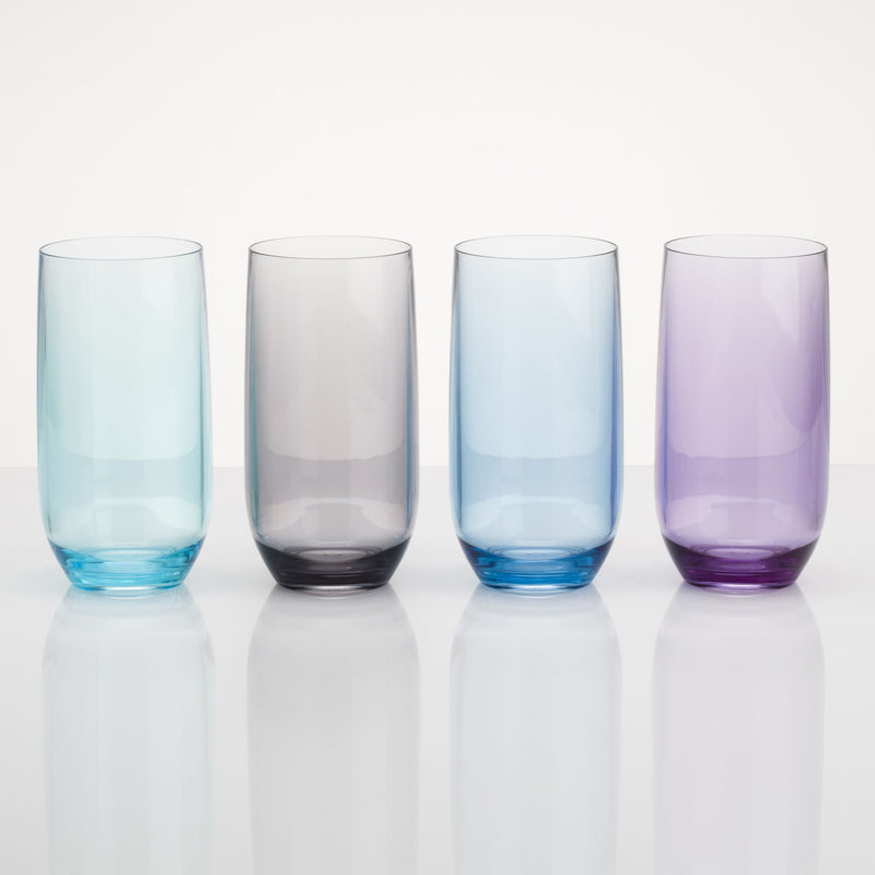 FLAMEFIELD Longdrinkglas Moonstone Acryl farbig sortiert 4er Set