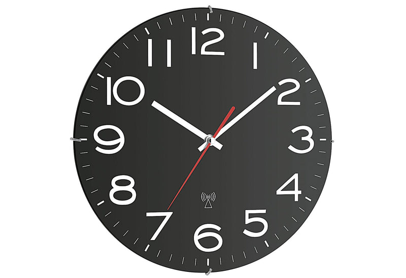 TFA Funk-Wanduhr Batteriebetrieb Ø31cm schwarz