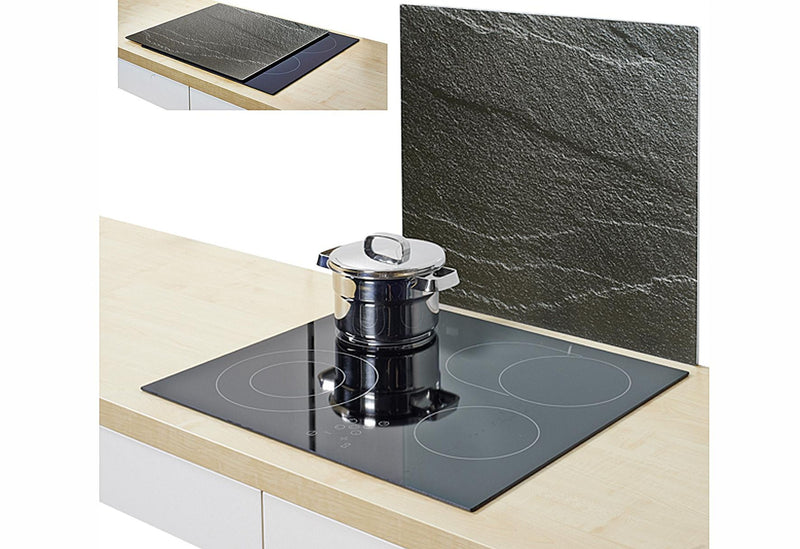 ZELLER PRESENT Herdabdeckplatte Schiefer Glas 56x50cm anthrazit