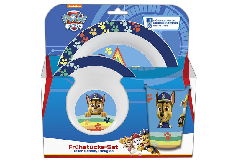 P:OS Frühstücksset Paw Patrol (Teller, Schale Trinkglas) 3teilig