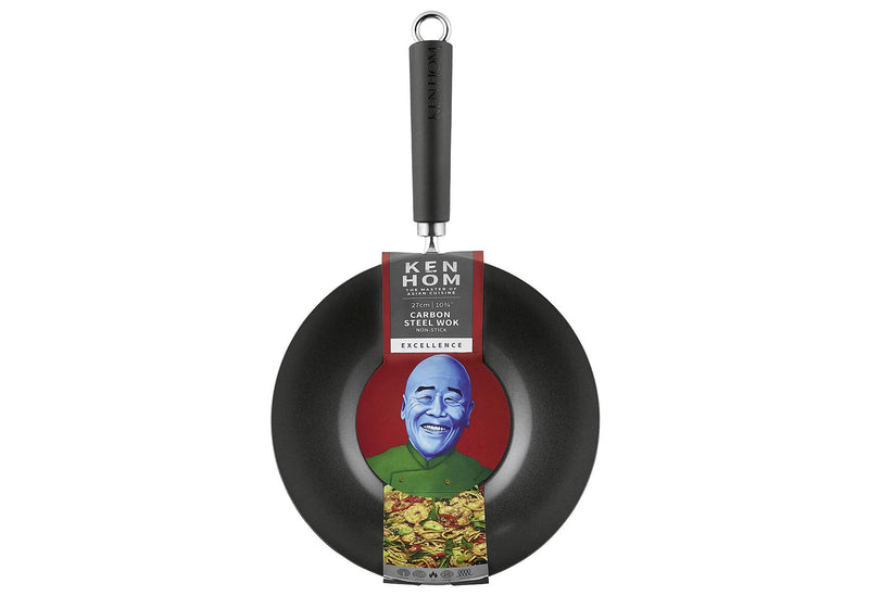 KEN HOM Wokpfanne Ø20cm mit Phenolharz-Griff antihaft Karbonstahl