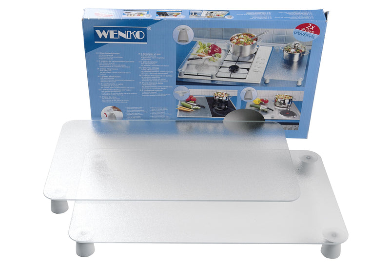 WENKO Herd-Abdeckplatte Glas 52x30cm transparent 2Stück