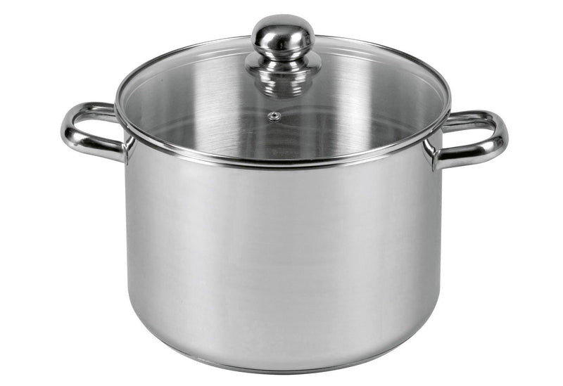 KARL KRÜGER Großraumtopf mit Glasdeckel 12 l Ø28cm Edelstahl