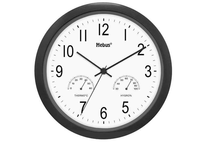 MEBUS Quarz Wanduhr Ø26cm schwarz