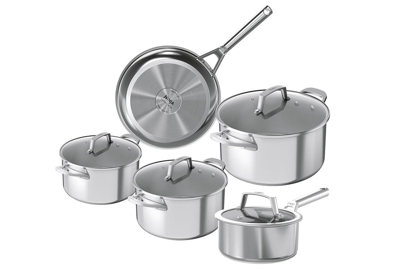 NINJA Topf- und Pfannen-Set 5tlg.Zerostick Edelstahl (Pfanne 16cm,24cm,Töpfe 16cm,18cm,20cm)