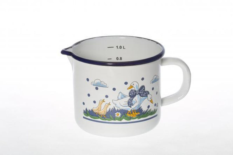 KARL KRÜGER Milchtopf Gänseglück mit Ausguss 1,5 l Ø14cm emailliert
