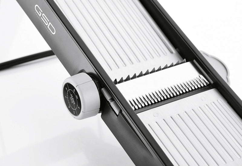 GSD Profi Mandoline aus Edelstahl mit schwarzem Rahmen