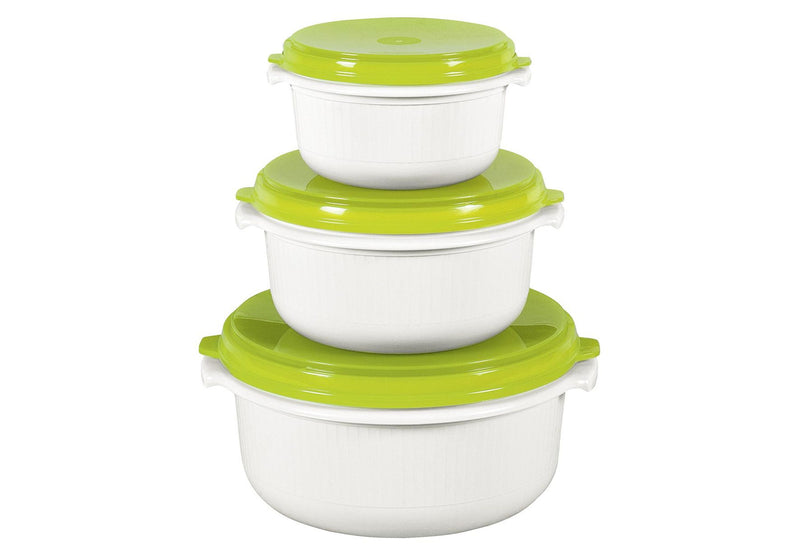 EMSA Mikrowellentopfset Micro Family 0,5/1/1,5 l weiß/limette 3teilig