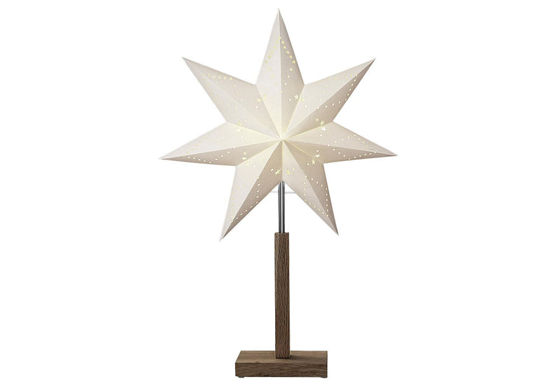STAR TRADING Standleuchte Stern Karo Mini Akazie/Papier