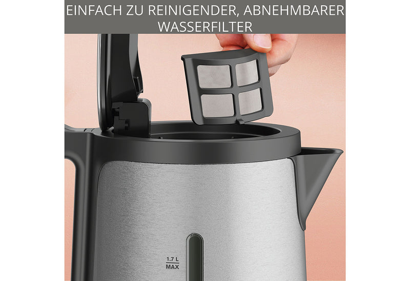 KRUPS Wasserkocher BW 442 1,7 l 2400 W Edelstahl/schwarz