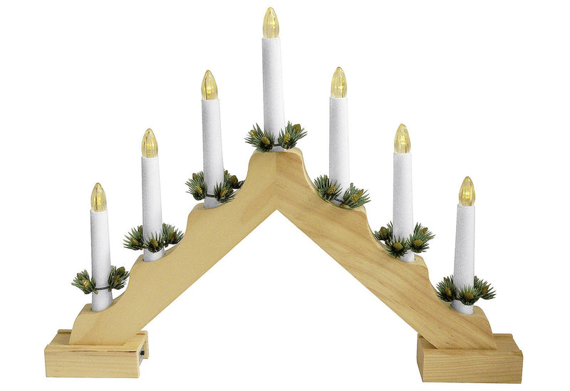 F-H-S Weihnachtsbogen Holz 7LED mit Timer 42x32cm ohne 2xAA Batterien