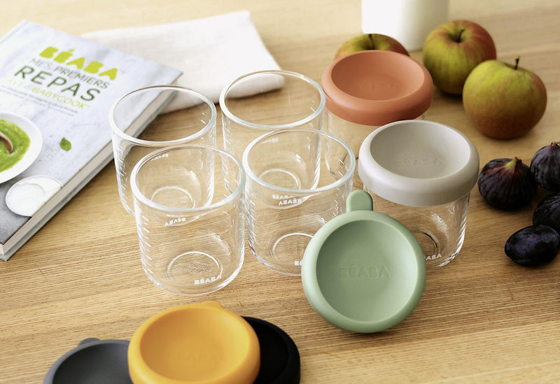BEABA Portionsbehälter aus Glas 250ml sunrise color mix 6er Set