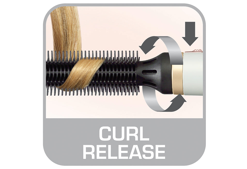 ROWENTA Warmluftbürste Curl Release Brush CF 3910 weiß/gold