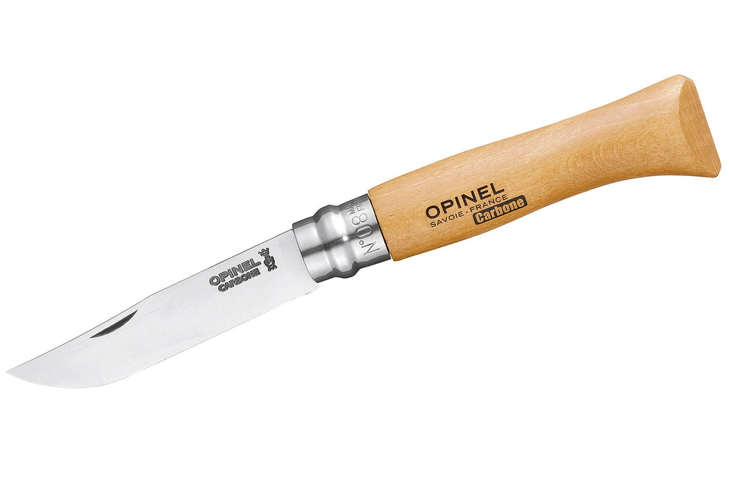 OPINEL Messer No 08 Carbon Griff Buche 8,5cm lange Carbonstahlklinge