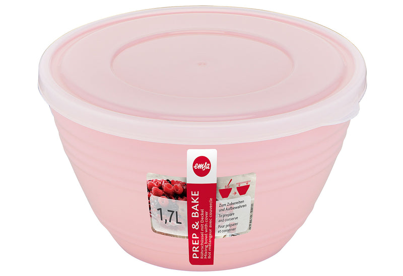 EMSA Kunststoff-Rührschüssel Prep & Bake 1,7l mit Deckel rosa