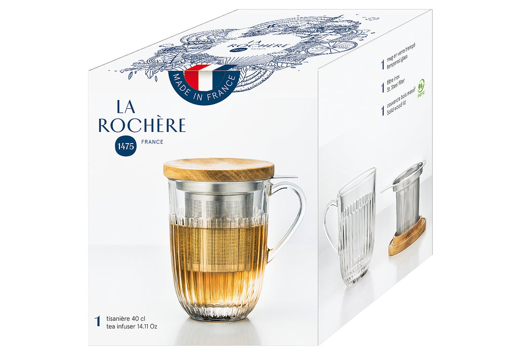 LA ROCHERE Teeglas Ouessant 400ml mit Teesieb und Deckel