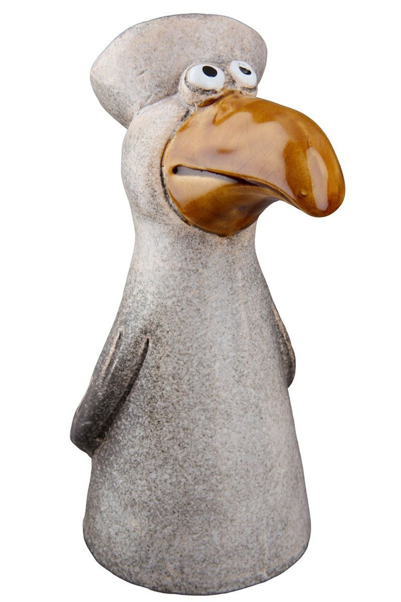Zaunhocker, Zauntier als Keramikfigur wetterfest, Modell: Möwe Material Keramik, Höhe 21 cm, Öffnung 7,5 cm, Bauernhoftiere ideal für Garten, Terrasse, Balkon oder einfach Zuhause.