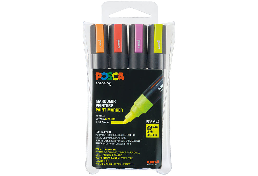 UNIBALL Marker POSCA PC-5M Neon 4er Set