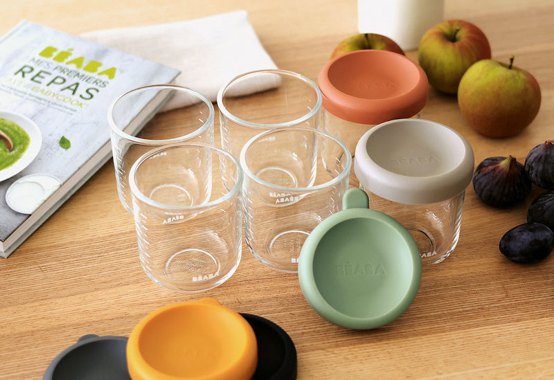 BEABA Portionsbehälter aus Glas 250ml sunrise color mix 6er Set