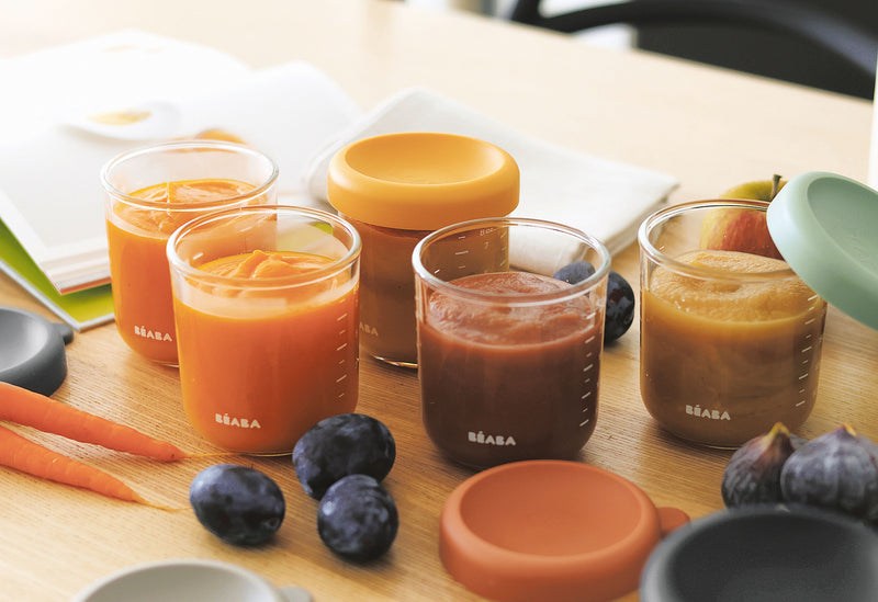 BEABA Portionsbehälter aus Glas 250ml sunrise color mix 6er Set