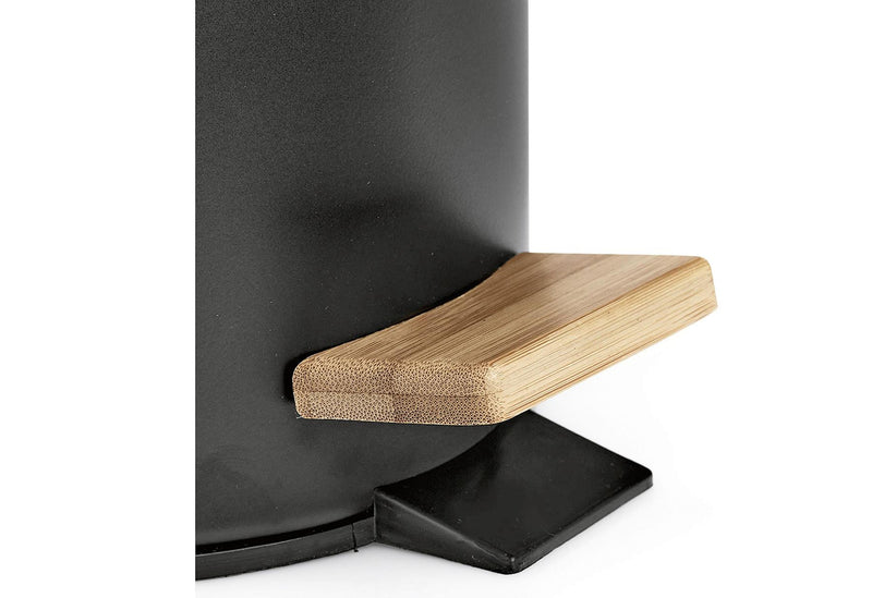 ZELLER PRESENT Kosmetikeimer soft-close 3l Ø16,8x24cm Metall/Bambus schwarz