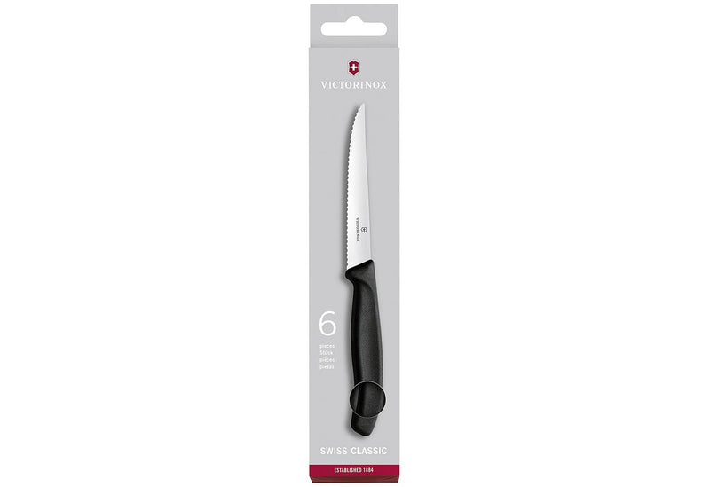 VICTORINOX Steakmesser Swiss Classic schwarz 6er Pack