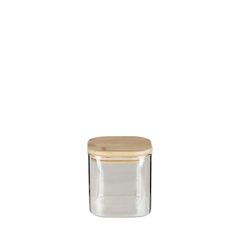 Vorratsglas mit Bambusholz-Deckel, quadratisch, 0,65 Liter