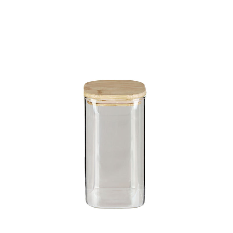 Vorratsglas mit Bambusholz-Deckel, quadratisch, 1,3 Liter