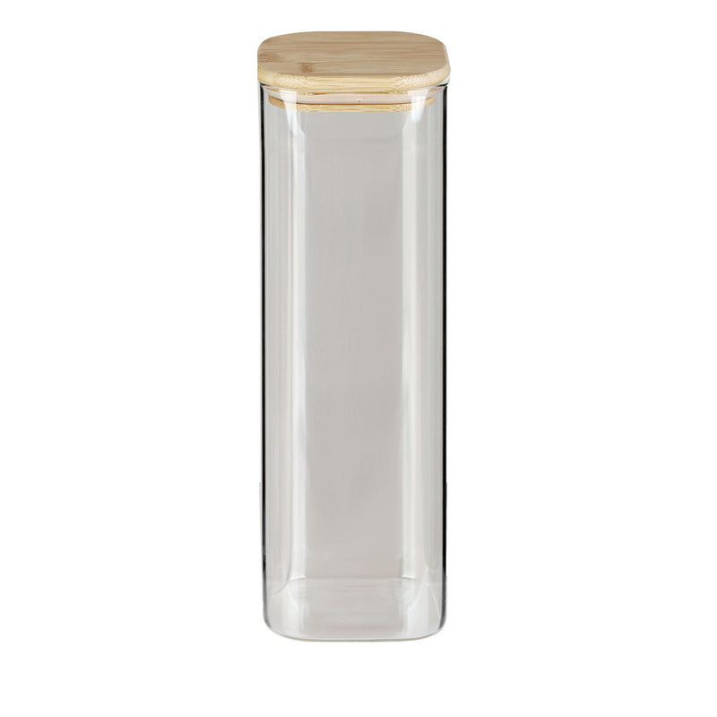 Vorratsglas mit Bambusholz-Deckel, quadratisch, 2,1 Liter