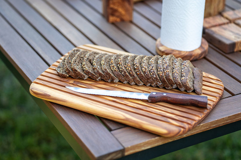 Doppelseitiges Schneidebrett, Brotschneidebrett mit Rillen