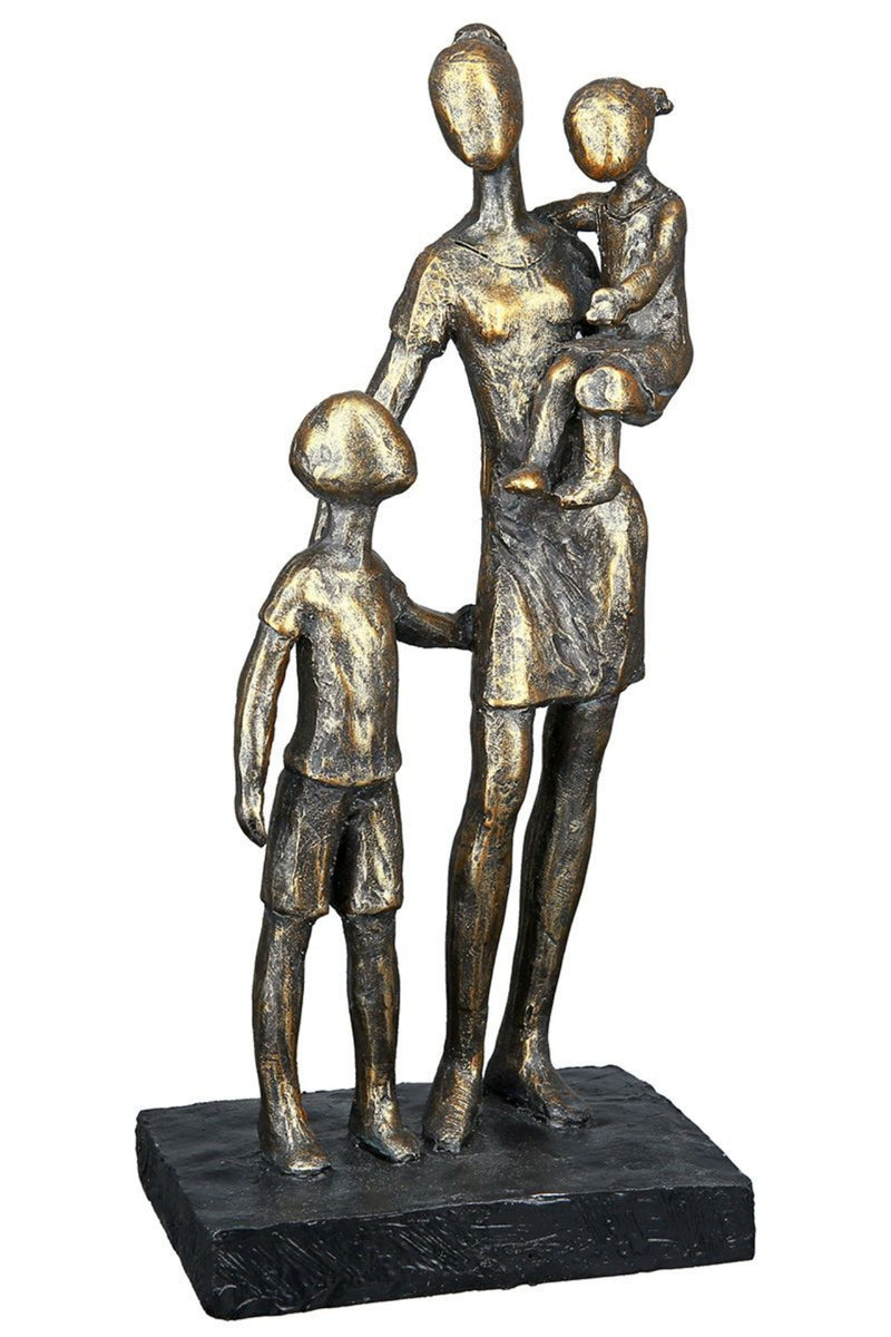 Tolle repräsentative Motto Design Figur Mutter mit Kindern, Skulptur und Kunstobjekt, Modell „ KINDER... „ bronzefarbenes finish, Maße 27 x 12 x 9 cm, pure Lebensfreude