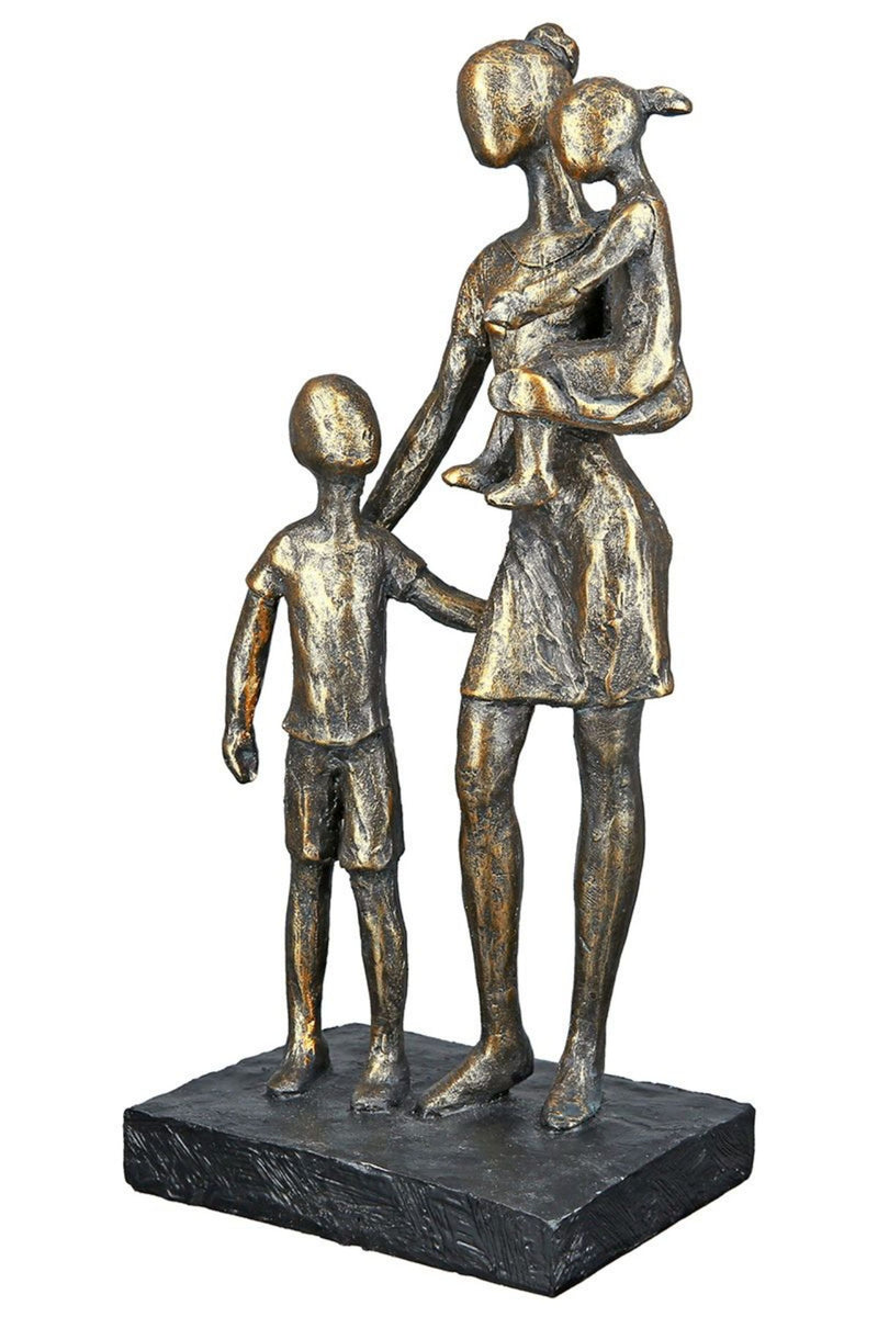 Tolle repräsentative Motto Design Figur Mutter mit Kindern, Skulptur und Kunstobjekt, Modell „ KINDER... „ bronzefarbenes finish, Maße 27 x 12 x 9 cm, pure Lebensfreude