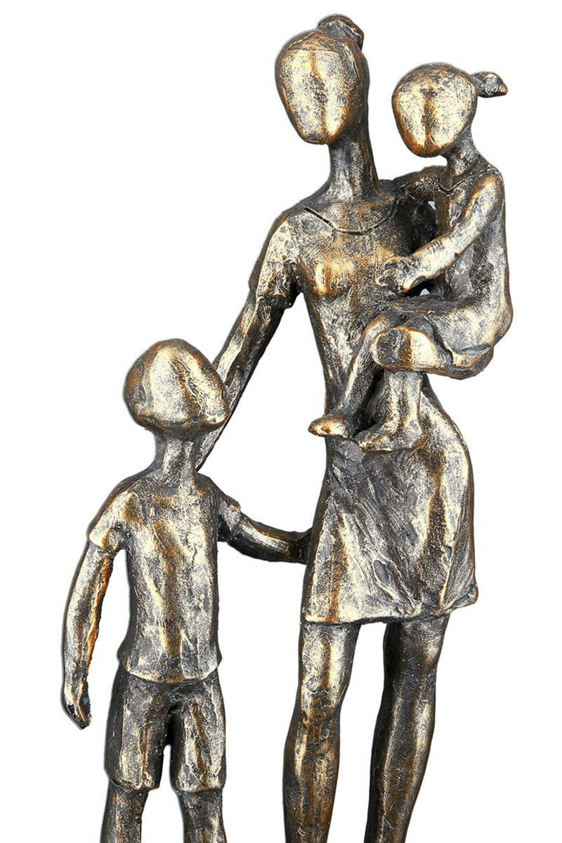 Tolle repräsentative Motto Design Figur Mutter mit Kindern, Skulptur und Kunstobjekt, Modell „ KINDER... „ bronzefarbenes finish, Maße 27 x 12 x 9 cm, pure Lebensfreude