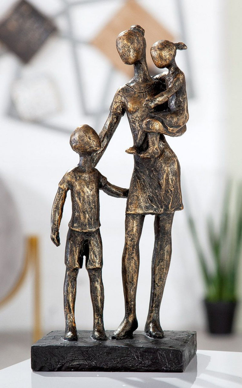 Tolle repräsentative Motto Design Figur Mutter mit Kindern, Skulptur und Kunstobjekt, Modell „ KINDER... „ bronzefarbenes finish, Maße 27 x 12 x 9 cm, pure Lebensfreude