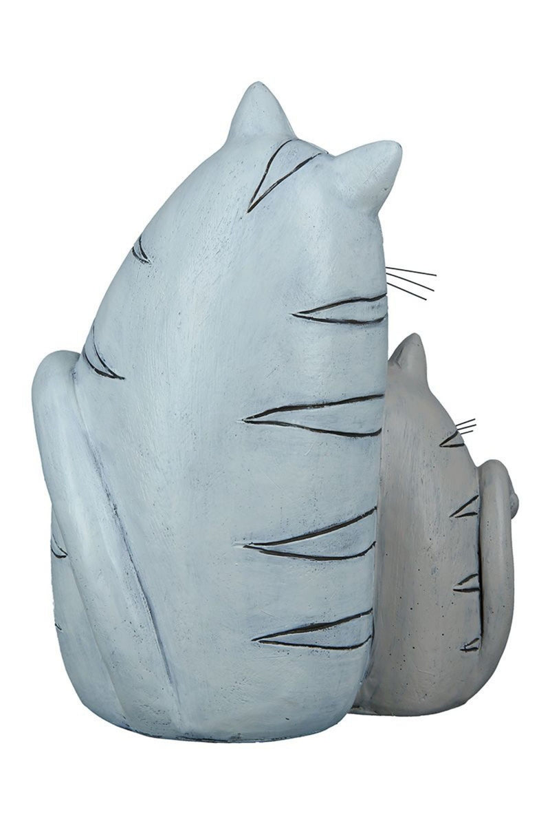 Katzenpaar in Erdtönen bzw. Farben, Modell: KNUDDEL, lass die Freude in Haus und Garten, 20 x 14 x 9 cm, wetterbeständiger Kunststein