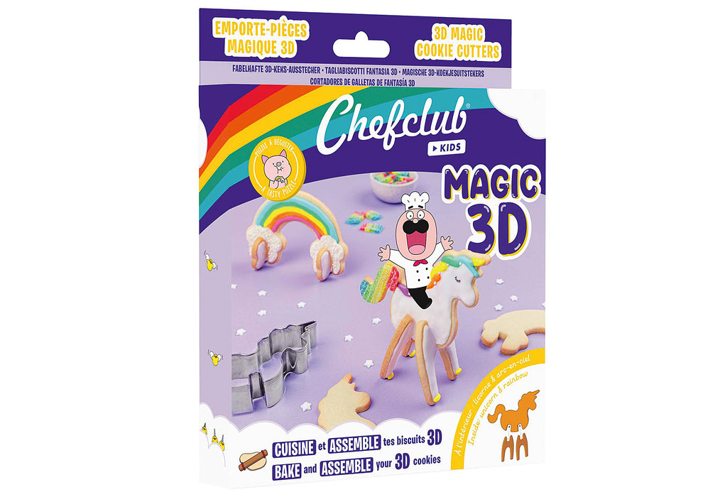 CHEFCLUB Ausstecher - Einhorn & Regenbogen Magic 3D 4 Stück