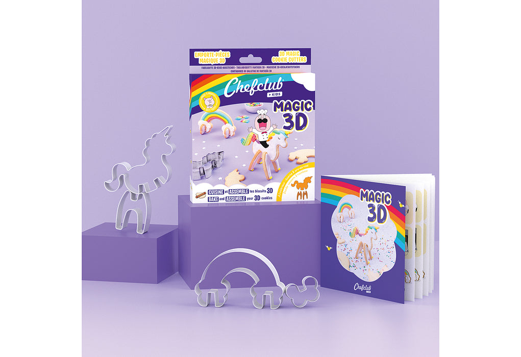 CHEFCLUB Ausstecher - Einhorn & Regenbogen Magic 3D 4 Stück