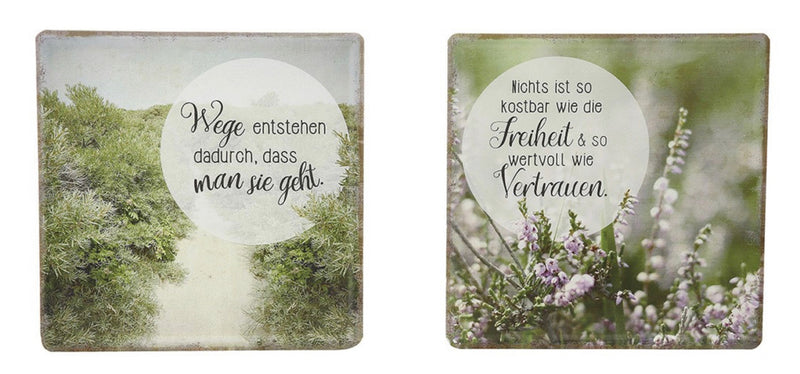 Wandbild Metallschild im Foto Stil mit Poesie, Modell „ Wege entstehen ...“  , Material Metall , Maße 19 x 19 cm, ideal für Garten, Terrasse, Bar, Cafe, Cafeteria oder einfach Zuhause.