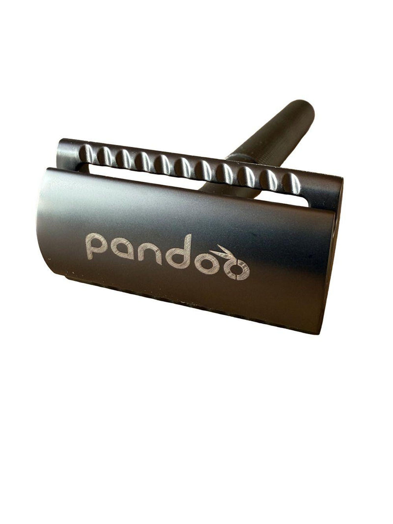 PANDOO Metall Rasierhobel inkl. 10 Klingen schwarz ohne Halterung