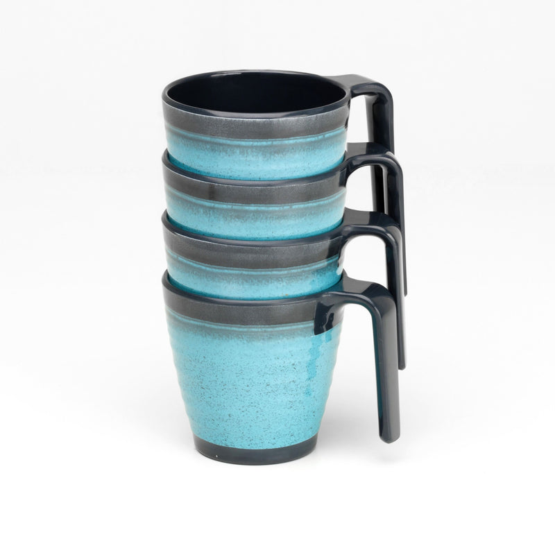 FLAMEFIELD Stapelbecher mit Griff aqua 4er Set