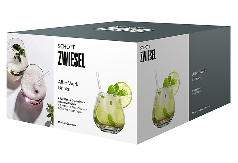 ZWIESEL GLAS Tumbler After Work Drink (4x Gr. 60 4x Glashalme Gr. 150 + Baumwollbürste)